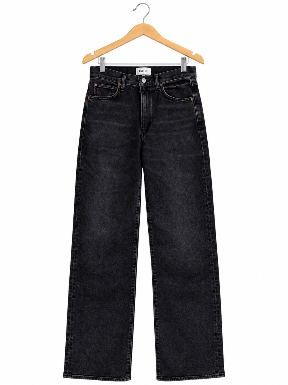 Agolde Black Straight-Leg High-Rise Jeans